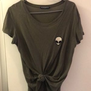 Brandy Melville “alien” tee ; olive